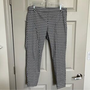 H&M WOMENS BLACK & WHITE CROPPED CIGARETTE TROUSERS SIZE 12